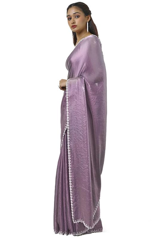 Soch Womens Onion Pink Tissue Saree With Stone Work