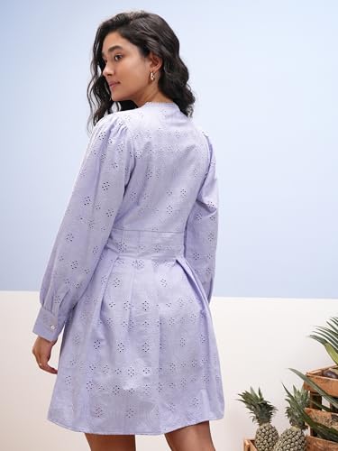 Vishudh Women Long Sleeve Round Neck Dress VVa1000084 Purple M