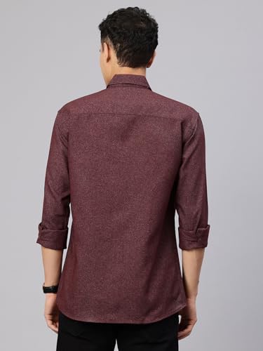 Majestic Man Woolen Cotton Blend Solid Winter Shirt – Full Sleeve, Premium Warm Fabric (Wine, XX-Large)