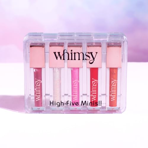 Whimsy Beauty Mini Lip Gloss Kit | Safe, Non Toxic Lip Gloss Set for Kids, Preteens & Girls | Moisturizing Lip Glosses with Vitamin E, Shea Butter & Jojoba Oil | Vegan and Cruelty Free (Pack of 5)
