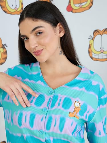 Sweet Dreams Women's Garfield Printed Front Open Pyjama Set