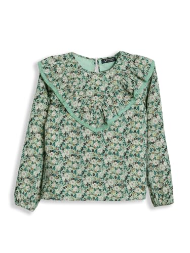 Girls Green Print Casual Top