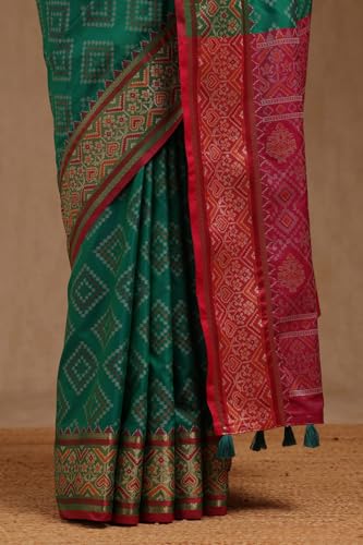 Soch Womens Green Silk Woven Design Saree