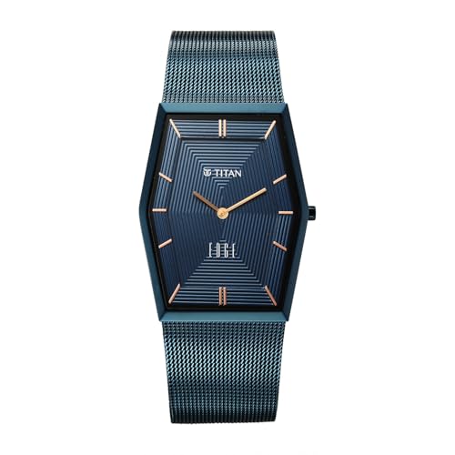 Titan Edge Whimsey Quartz Analog with Blue Dial Blue Stainless Steel Strap Watch for Men - 10056QM02