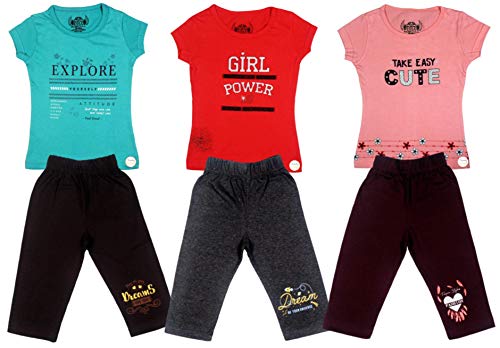 Trendy Dukaan Gilrs/Kids Nightdress (3, 45 (18-24 Months)) Multicolour