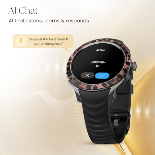 Fastrack Ella Smart Watch for Women with 1.2" inch AMOLED Display,Patterned Bezel,AI Watchface & AI Chat,Functional Crown,24/7 Health Suite,BT Calling,SpO2,HRM,IP68, Multiple Menu Styles- Black
