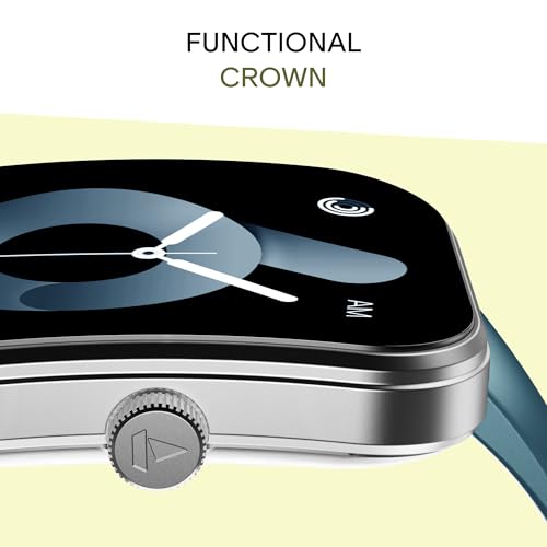 boAt Wave Sigma 3 Curv Smartwatch with 2.01” (5.33 cm) Immersive Curved Display, Metallic Finish, Functional Crown, BT Calling, Sleep, Stress, Heart Rate & SpO2 Monitoring, SOS, IP68 (Cyan Blue)