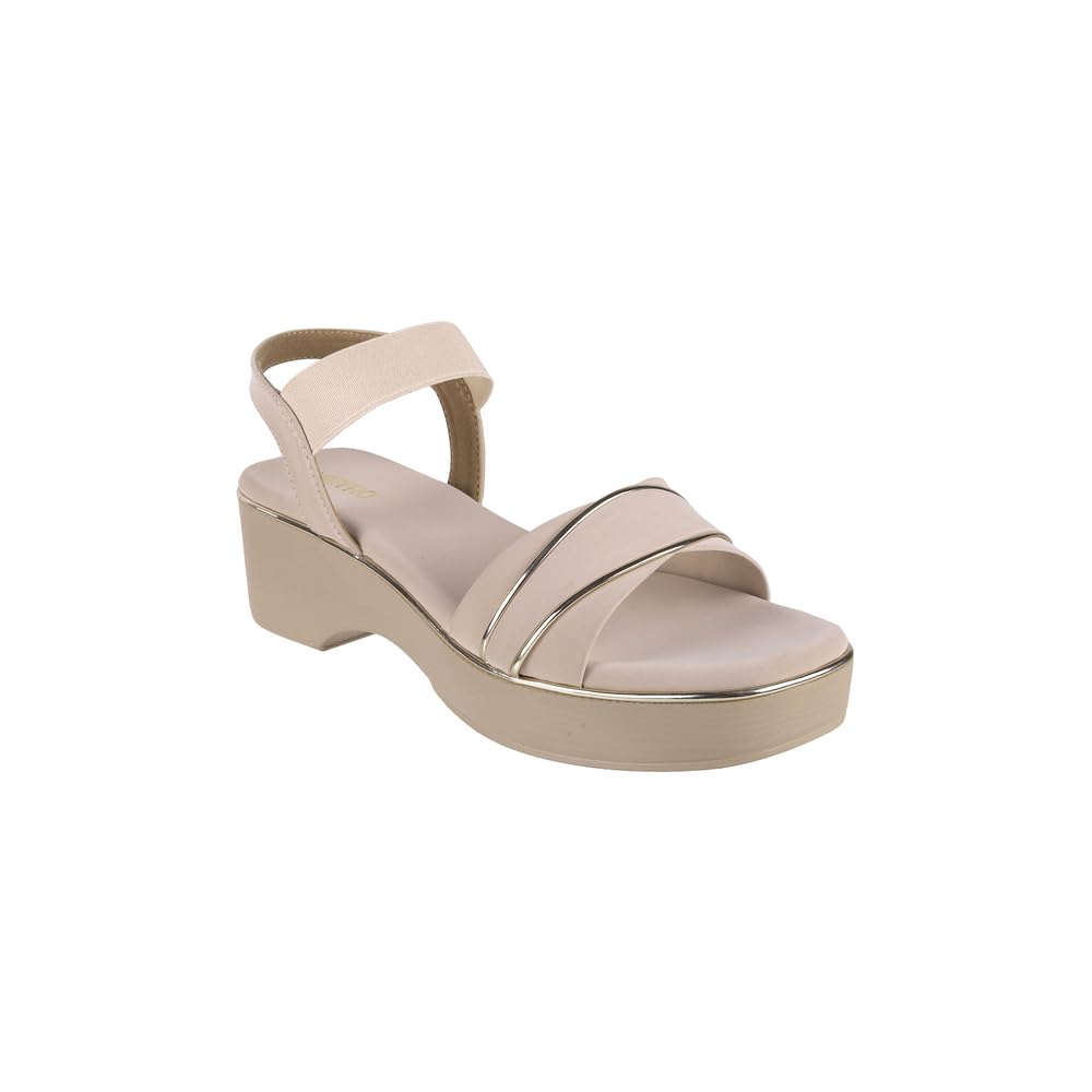 Metro Women Beige Wedge Heel Comfort Fashion Backstrap Sandal UK/6 EU/39 (34-313)