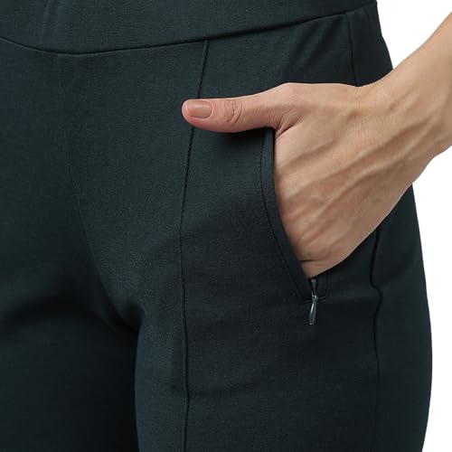 Latin Quarters Women Green Casual Solid Flared Mid Rise Trouser_M