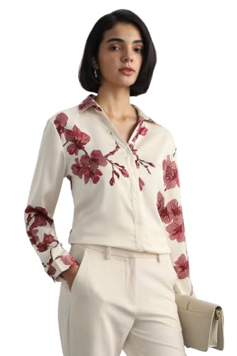 Women Cream Print Long Sleeves Shirt