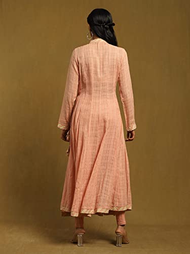 Ritu Kumar Rose Solid Angrakha Style Kurta With Legging And Dupatta