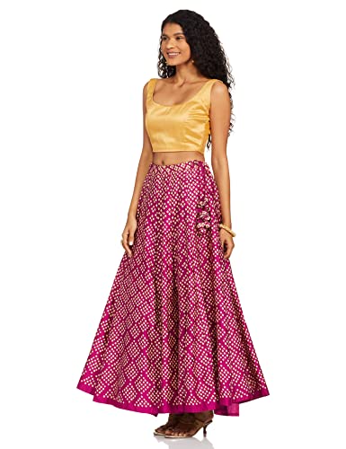 BIBA Women Printed Flared Mix and Match(Twirl TR17071_Meganta_L-XL) Magenta