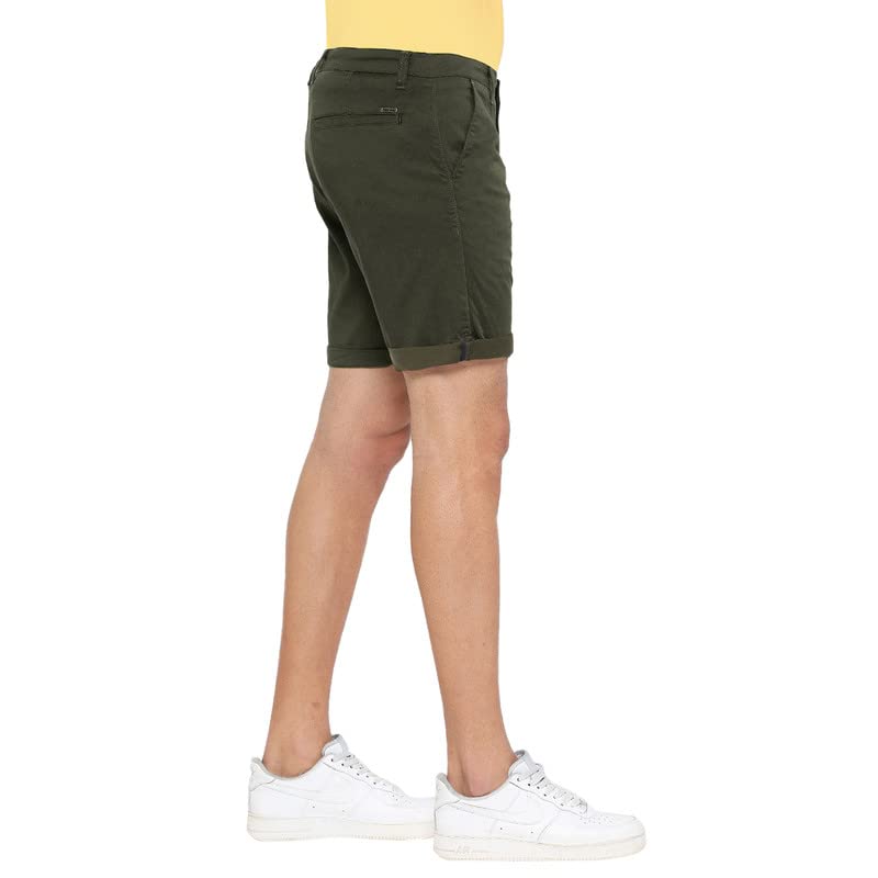 BEEVEE Mens Olive Fixed Waist Shorts.(Olive_42)