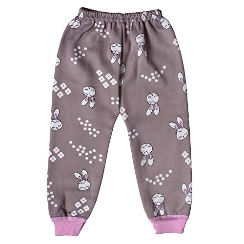 MUMMMIA Unisex Baby Sweatshirt & Pajama Winter Set with Thick Velvet Lining_Pink Bunny (Powder, 1-2 Years)
