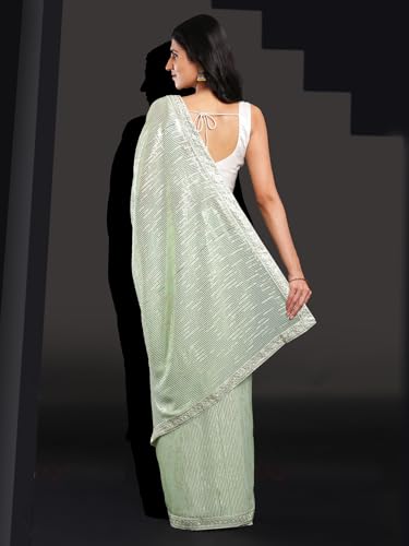 Kalyan Silks Pista Green Sequence Work Fancy Saree