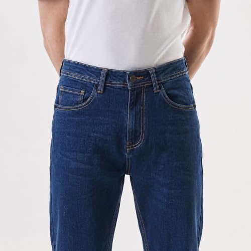 Red Chief Men’s Indigo Blue Narrow Denim Jeans | Regular Casual Wear | Solid Twill Weave | Button Closure (O-8560161)