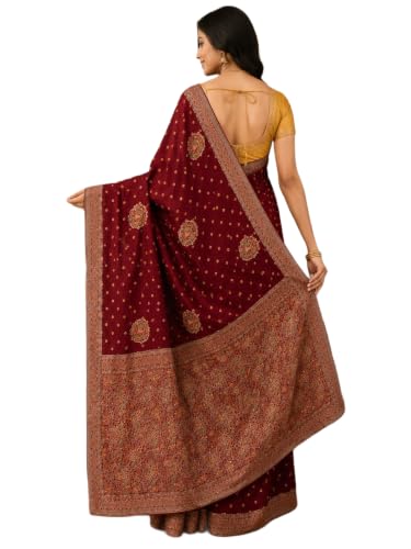 Chugali Sarees Women's Wine Bandhej