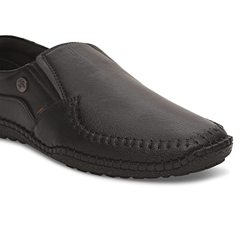 LANARK Full Grain Natural Leather Black Casual Loafer for Mens: Size UK 10