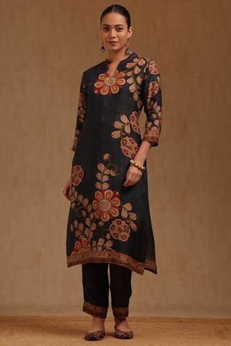 Soch Women's Muslin Salwar Suit Set (EWA5CD22276_Charcoal