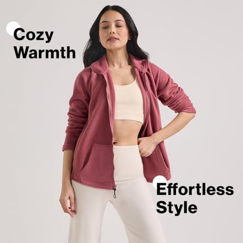 NYKD (NYLE701 Soft & Comfortable Cozy Sherpa Jacket for Women | Fleece Fabric with Relaxed Fit, Front Zip Closure & Kangaroo Pockets | Perfect for Sleep, Lounge, Travel or Daily Winter Wear - Pink
