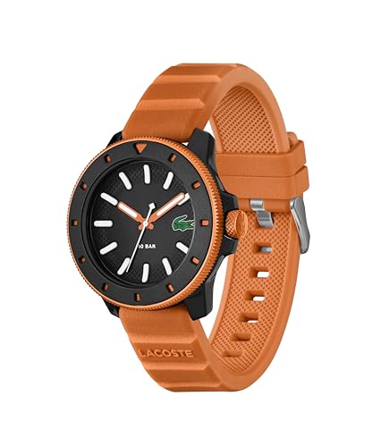 Lacoste Lacoste.12.12 Scuba Qtz Basic Black Round Dial Men's Watch|Orange Silicone Material|Orange Color Band - 2011416