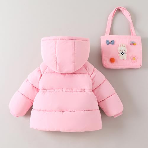 Hopscotch Girls Pink Full Sleeves 3D Bunny Applique Long Coat For Age (4-5 Years)