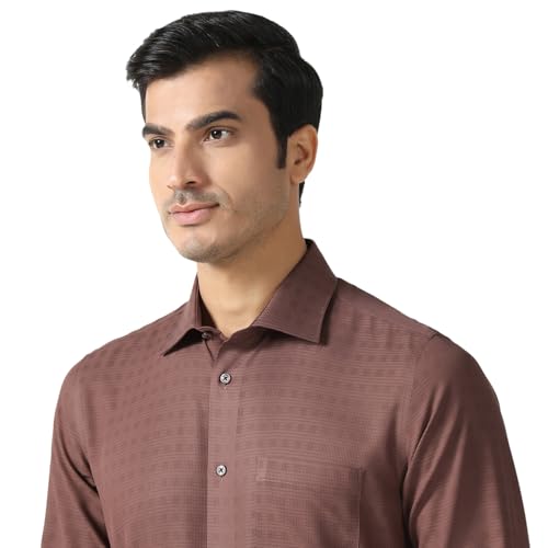 blackberrys Men Rust Non Iron India Slim Fit Shirt | Solid Rust Shirt with Full Sleeves, Tailored Fit and Neat Appearance Suitable for Formal and Workwear Styling | Size 46