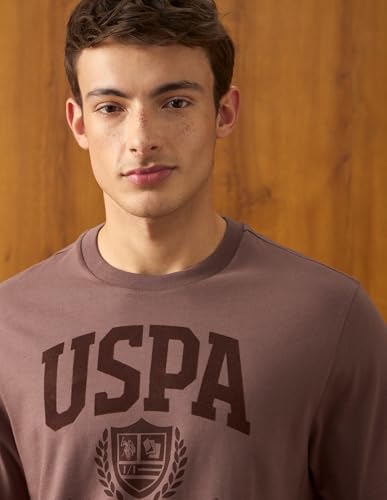 U.S. Polo Assn. Denim Co. Men's Brand Printed Relaxed Fit T-Shirt (UDTSH4192_Peach_L)