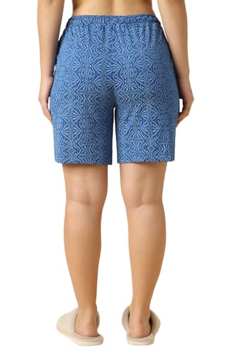 Van Heusen Women Printed Lounge Shorts - Functional Pocket, Elasticized Waist with Drawcord Ties, Ultra Soft Blue