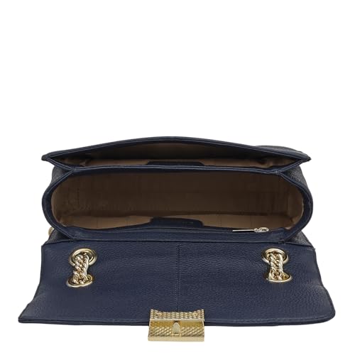 Da Milano Leather Shoulder Bag for Women - Blue