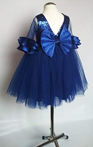 PINK WINGS Baby Girl's Royal Blue Frock (2-3 Years, Blue)