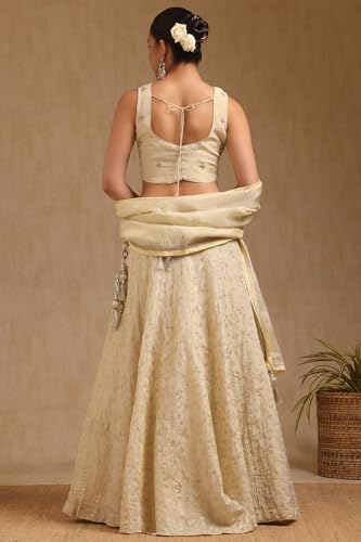 Soch Women's Brocade Lehenga Choli Set (OWS5CD21775_Cream_M)