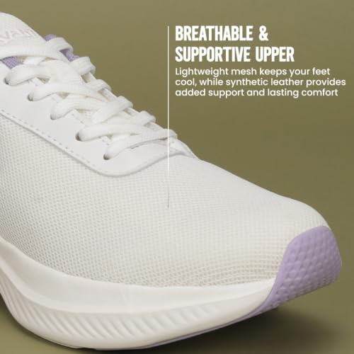 AVANT Women's AeroFlow Running Shoes | Lace-Up Design | Breathable Mesh, Lightweight | Everyday Wear Running Shoes-White_UK6
