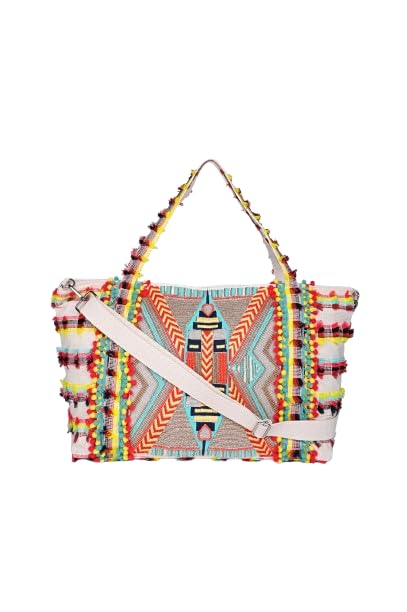 Boho Girl Women Multicolored Beaded Oversized Tote | Handbag for Shopping |Travel Tote | Double Handles | Handmade Tote | Oversized Women Tote