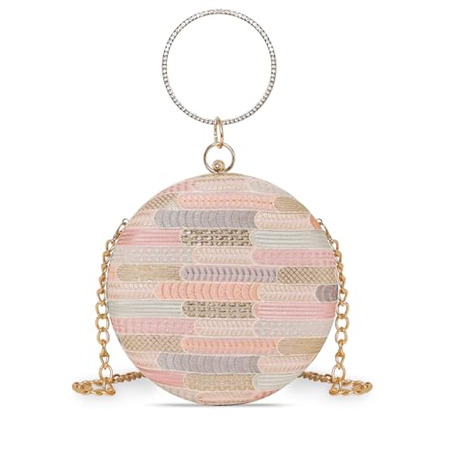 ESBEDA Blush Pastel Weave Clutch For Womens