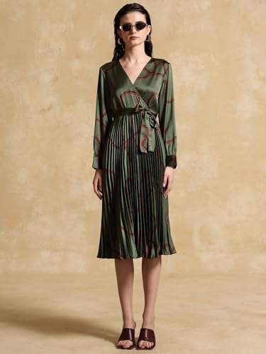 Kazo Yana Printed Midi Dress Olive