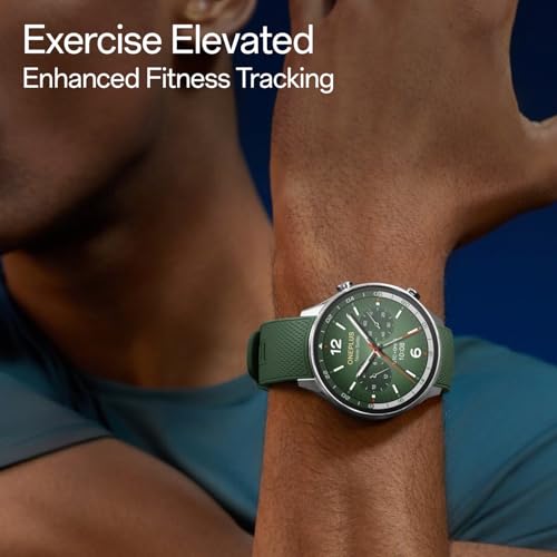 OnePlus Watch 2R with Wear OS 4 by Google,Snapdragon W5 Chipset,Upto 100hrs Battery Life,1.43’’ AMOLED Display,100+ Sports Mode,Dual Frequency GPS,5 ATM,IP68 & BT Calling [Forest Green]