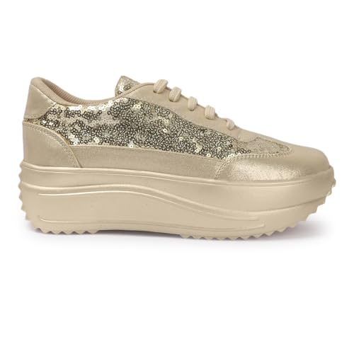Vendoz Women Party & Casual Glitter Wedding Sneakers Gold