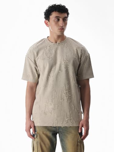 Jack & Jones Men's Oversized Beige Tshirt