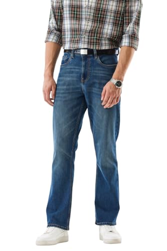 SNITCH Men Casual Jeans | Straight Fit Blue with Smooth Texture & Washed Finish | Durable Cotton Blend Fabric for Everyday Comfort & Versatile Styling