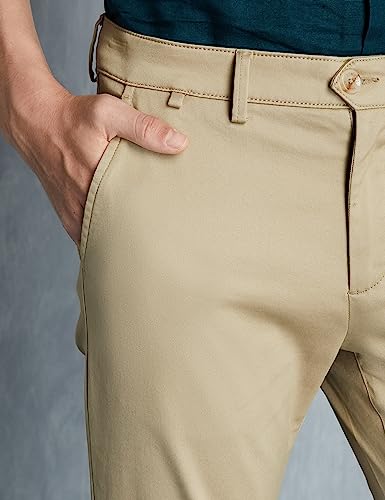 Symbol Premium Men's Flexi Waist Casual Pants | Stretchable Chinos | Stylish Office Fashion Mid Rise Trousers (Available in Slim Fit & Regular Fit) (Beige_34)