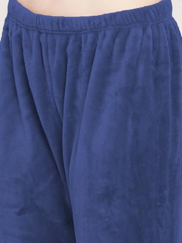 CAMEY Women Winter Full Sleeve Top and Pajama Pants Regular Fit Night Suit Hooded Top and Pyjama Set Ladies Night Dress (X-Large, D.Blue)