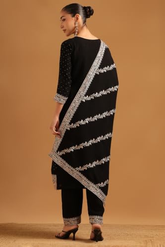 Soch Womens Black Art Silk Embroidered Zari Embroidery Salwar Suit