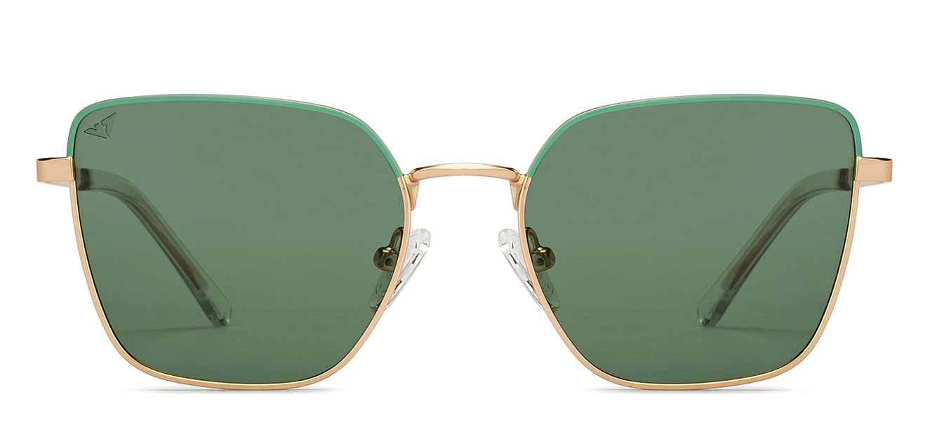 VINCENT CHASE EYEWEAR | Gold Grey Full Rim Cat Eye|Future Classics | Branded Latest And Stylish Sunglasses | Polarized And 100% Uv Protected | Women | Small | Vc S16548 - C3