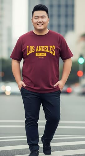 Khakey Men's Round Neck Half Sleeve Pure Cotton Plus Size T-Shirt| Black and Maroon tshirt's | Pack of 2