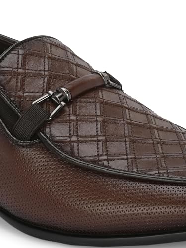 HITZ Men's Brown Leather Slip-On Shoes - UK 6