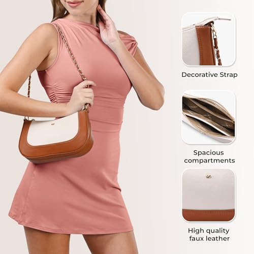 Symbol Premium Women's Sling Bag crafted from Imported PU | Stylish Handbag | Ladies Purse (SP-SS25-CARL-BAG-07_Tan+Cream_Free Size)