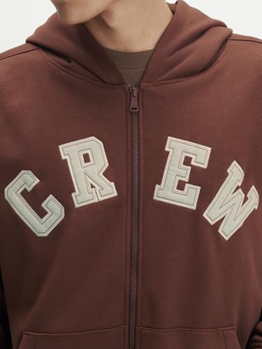 XYXX Crew Men's Cotton Blend Hoodie| Long Sleeves|Half Zip Hoodie| Solid-Oversized | Espresso Brown