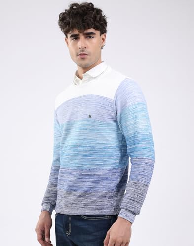 Monte Carlo Men Smart Fit Solid Round Neck Pull On Full Sleeve Winter Pullover Blue M