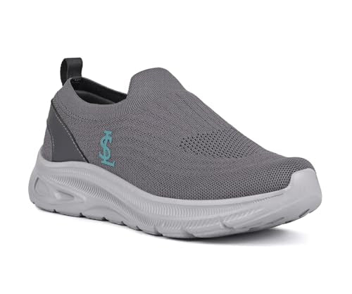LOUIS STITCH Men’s Ash Grey Lightweight Athleisure Sport Shoes | Ultra Cushioned Sole | Slip-On Sneaker and Athleisure Wear | Perfect for Casual, Gym & Travel Wear | LS-at-FK-GY | UK-9